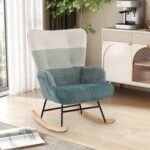 Nursery Rocking Chair with Ergonomic Armrests and High Backrest