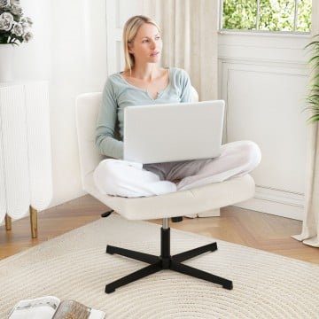 Office Armless Chair Cross Legged with Imitation Lamb Fleece and Adjustable Height Office Armless Chair Cross Legged with Imitation Lamb Fleece and Adjustable Height