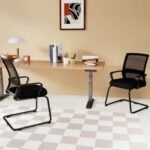 Office Chair No Wheels Ergonomic Conference Chair with Mesh Back