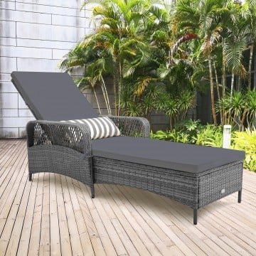 Outdoor Chaise Lounge Chair Patio Recliner with 6-level Backrest