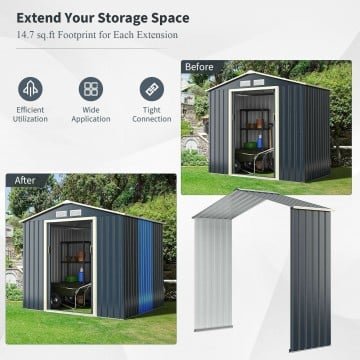 Outdoor Storage Shed Extension Kit for 7/9.1/11.2 Feet Shed Width