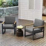 Patio Aluminum Sofa Modern Armchairs Set of 2 for Balcony