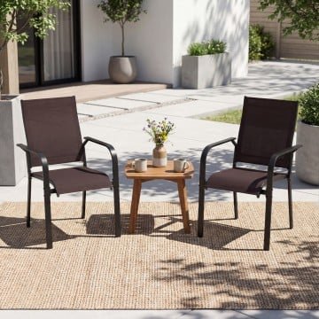 Patio Dining Chairs Set of 2/4/6 Stackable Outdoor Armchairs