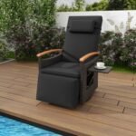 Patio Rattan 360° Swivel Recliner Chair with Durable PE Wicker for Outdoor Use