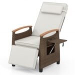 Patio Wicker Recliner Chair with Adjustable Backrest and Footrest