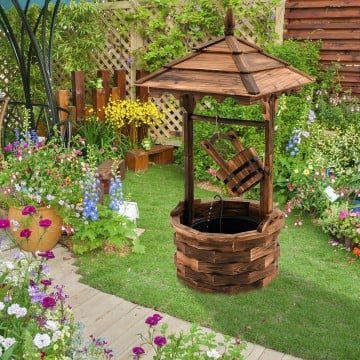 Patio Wooden Water Fountain with Electric Pump