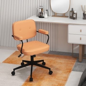 PU Leather Office Chair with Rocking Backrest and Ergonomic Armrest