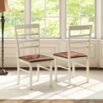 PU Leather Upholstered Armless Wooden Dining Chair Set of 2