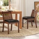 PU Leather Upholstered Dining Chair with Padded Seat Set of 2