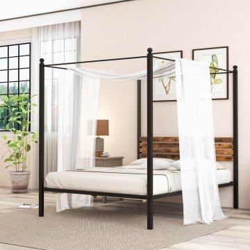 Queen Size Canopy Bed Frame with Under Bed Storage Queen Size Canopy Bed Frame with Under Bed Storage