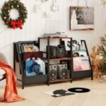 Record Player Stand for up to 200 Albums Turntable Display Stand with 3 Shelves