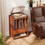 Record Player Stand Turntable Stand with Drawer and Record Holder