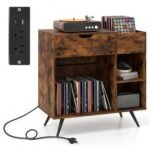 Record Player Stand with Power Outlet