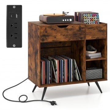 Record Player Stand with Power Outlet Record Player Stand with Power Outlet