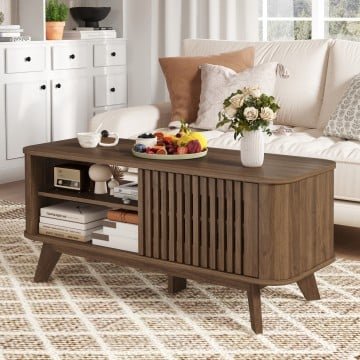 Rectangular Coffee Table with Storage and Adjustable Shelves Rectangular Coffee Table with Storage and Adjustable Shelves