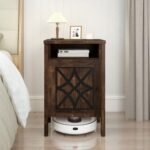 Robot Vacuum Storage Cabinet with Door and Open Shelf for Living Room Bedroom