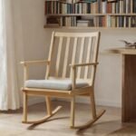 Rocking Chair with Cushion Solid Rubber Wood Rocker with Padded Seat