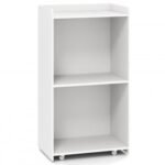 Rolling Podium Stand with 2 Shelves and Lockable Wheels
