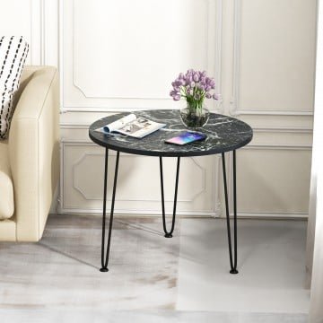 Round Coffee Table with Thickened Tabletop and Metal Tripod Legs Round Coffee Table with Thickened Tabletop and Metal Tripod Legs