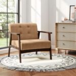 Rubber Wood Frame Accent Chair with Armrest for Living Room