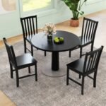 Rustic Dining Chairs Set of 2 Wooden Kitchen Chairs with Slat Tilt Backrest