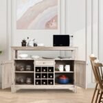 Server Buffet Sideboard With Wine Rack and Open Shelf