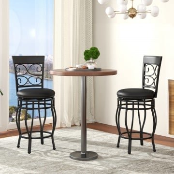Set of 2 26 Inch Bar Stool with Backrest and Footrest