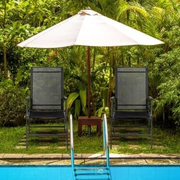 Set of 2 Adjustable Portable Patio Folding Dining Chair Recliners