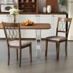 Set of 2 Dining Chair Fabric/Faux Leather Upholstered with Padded Seat