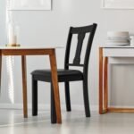 Set of 2 Dining Room Chair with Rubber Wood Frame and Upholstered Padded Seat