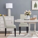 Set of 2 Fabric Upholstered Dining Chairs with Nailhead