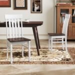 Set of 2 Kitchen Armless Dining Chairs with Slatted High Backrests