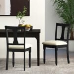 Set of 2 Kitchen Dining Chair with Linen Fabric and Storage Space