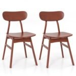 Set of 2 Modern Dining Chairs with Curved Backrest and Seat