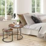 Set of 2 Modern Round Stacking Nesting Coffee Tables