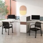 Set of 2 Stackable Rolling Office Chairs with Mesh Backrest