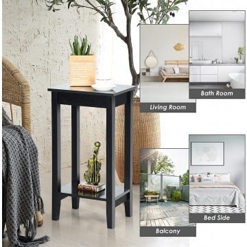 Set of 2 Versatile 2-Tier End Tables with Storage Shelf