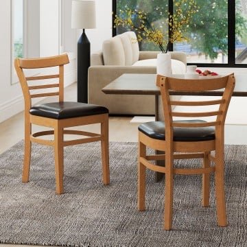 Set of 2 Wooden Dining Chair with Rubber Wood Legs for Restaurant