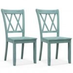 Set of 2 Wooden Dining Chairs Mid Century Farmhouse Retro Kitchen Chairs