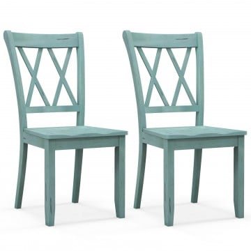 Set of 2 Wooden Dining Chairs Mid Century Farmhouse Retro Kitchen Chairs