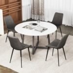 Set of 4 Dining Chair Upholstered with Metal Legs and Padded Backs