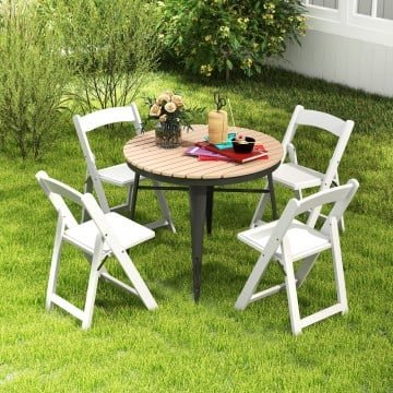 Set of 4 Dining Chairs Foldable Kitchen Chair with Rubber Wood Legs and Padded Seat