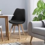 Set of 4 Modern High Backrest Dining Chairs with Wooden Legs