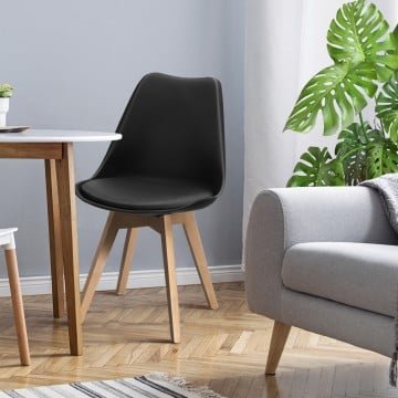 Set of 4 Modern High Backrest Dining Chairs with Wooden Legs Set of 4 Modern High Backrest Dining Chairs with Wooden Legs