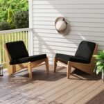 Set of 4 Outdoor Patio Cushion Set with Removable Covers