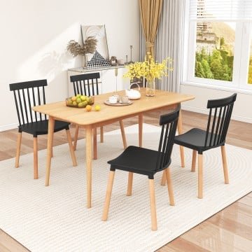 Set of 4 Windsor Dining Chairs with Spindle Backs and Curved Seats