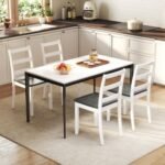 Set of 4 Wood Dining Chairs with Solid Rubber Wood Legs