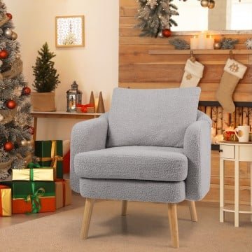 Sherpa Accent Chair Modern Living Room Chair with Seat Cushion