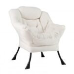 Sherpa Upholstered Accent Chair with Cozy Head Pillow