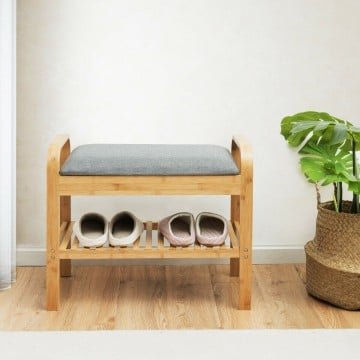 Shoe Rack Bench with Storage Shelf for Entryway Hallway Bedroom